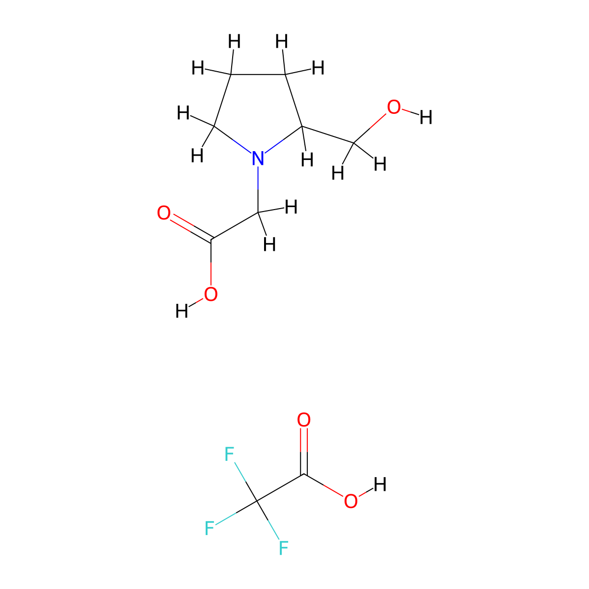 2-(2-(Hydroxymethyl)pyrrolidin-1-yl)acetic acid; trifluoroacetic acid molecular structure, CAS 2803856-58-6