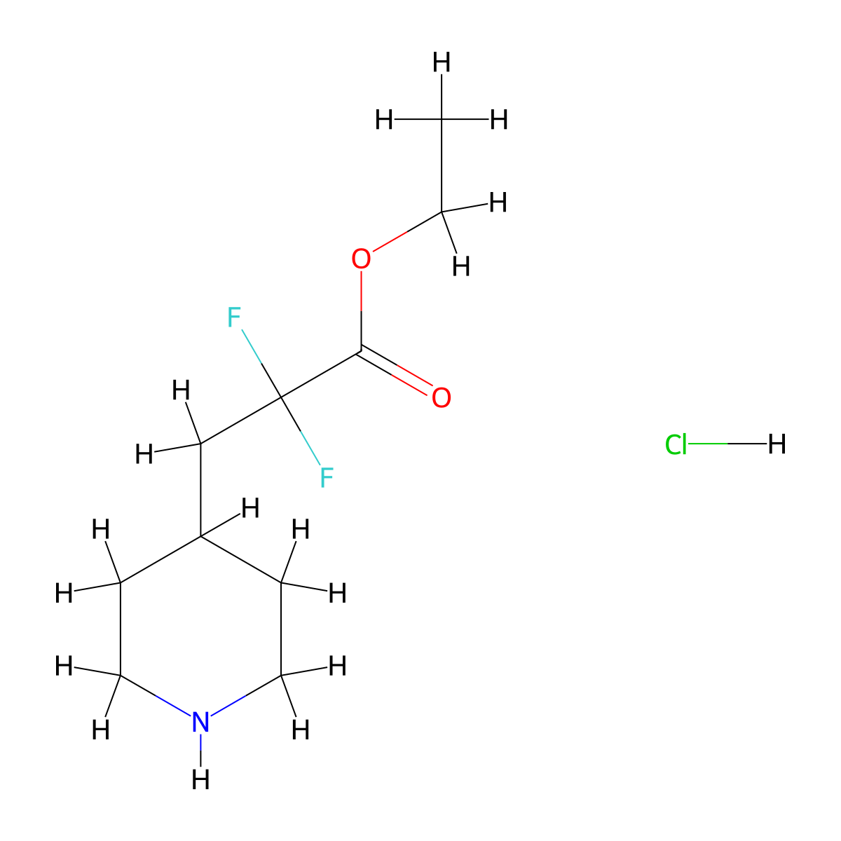 Ethyl2,2-difluoro-3-(piperidin-4-yl)propanoatehydrochloride molecular structure, CAS 2803856-66-6