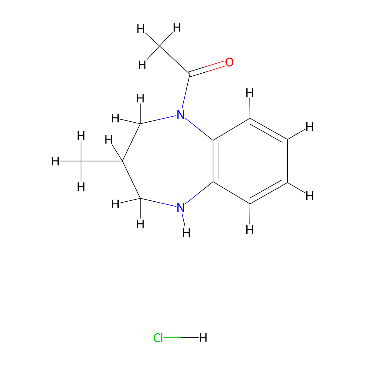 1-(3-methyl-2,3,4,5-tetrahydro-1H-1,5-benzodiazepin-1-yl)ethan-1-onehydrochloride molecular structure, CAS 2803856-67-7