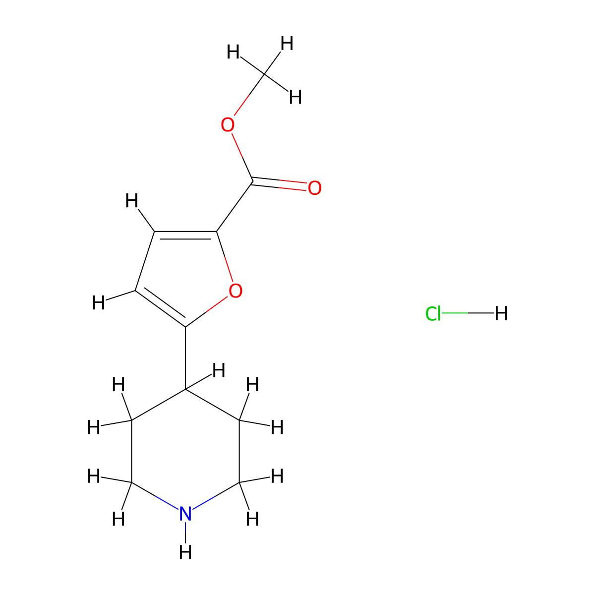 Methyl5-(piperidin-4-yl)furan-2-carboxylatehydrochloride molecular structure, CAS 2803856-73-5