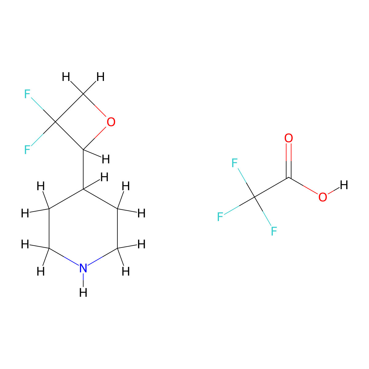 4-(3,3-Difluorooxetan-2-yl)piperidine; trifluoroacetic acid molecular structure, CAS 2803856-79-1