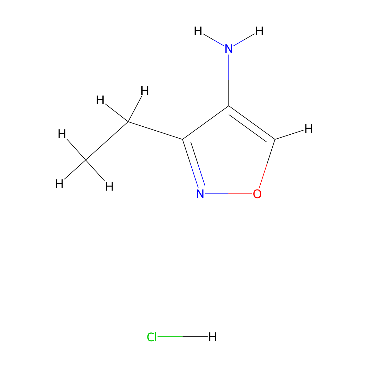 3-Ethyl-1,2-oxazol-4-amine hydrochloride molecular structure, CAS 2803856-81-5