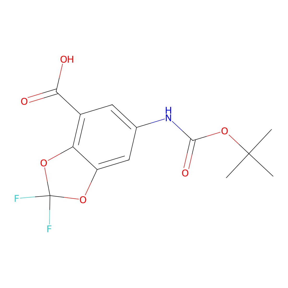 6-{[(Tert-butoxy)carbonyl]amino}-2,2-difluoro-1,3-dioxaindane-4-carboxylicacid molecular structure, CAS 2803856-83-7