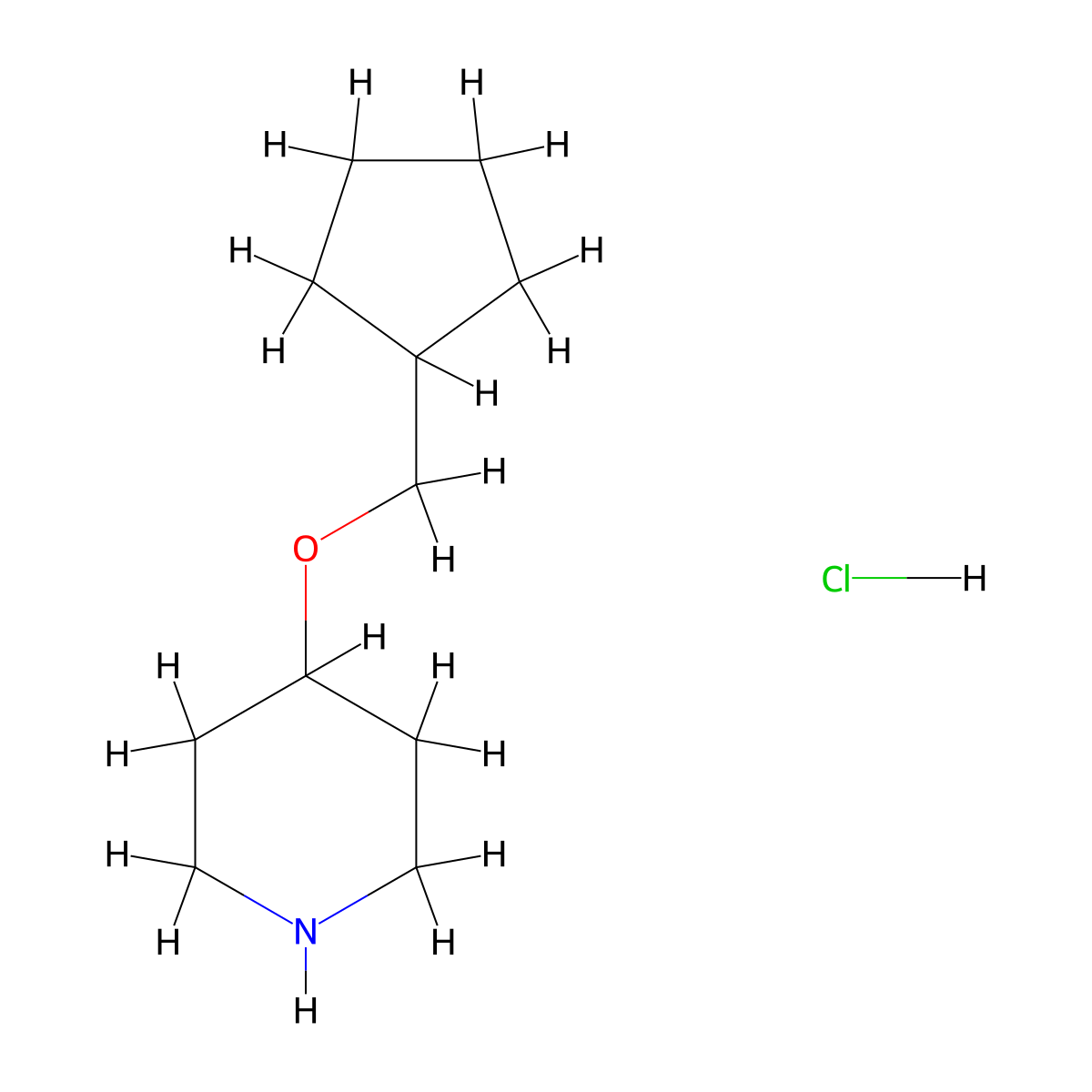 4-(Cyclopentylmethoxy)piperidine hydrochloride molecular structure, CAS 2803856-94-0