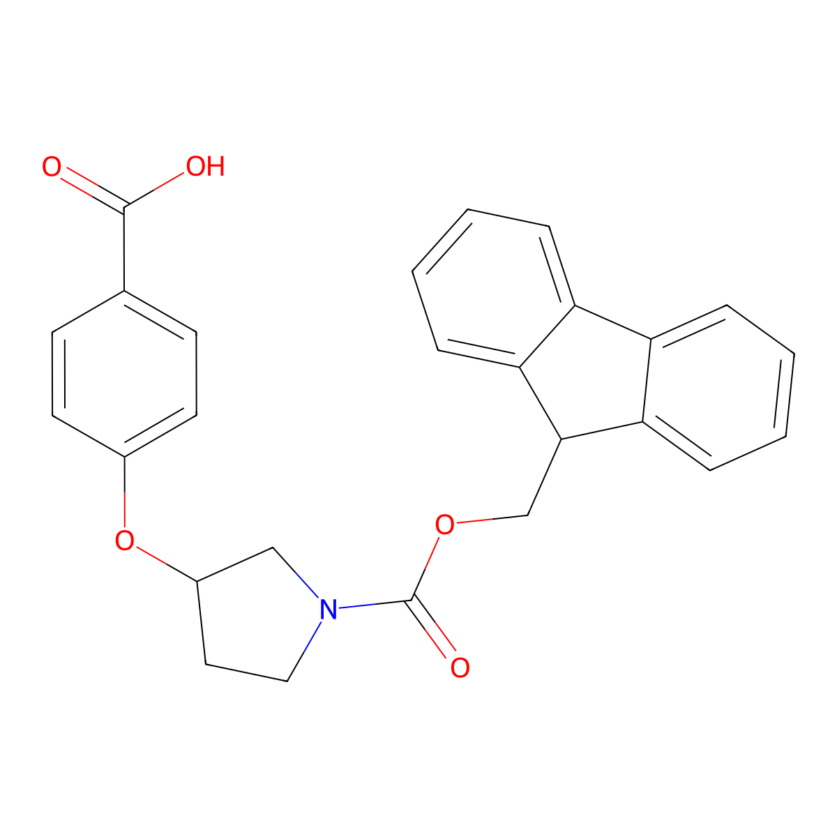 4-[(1-{[(9H-fluoren-9-yl)methoxy]carbonyl}pyrrolidin-3-yl)oxy]benzoic acid molecular structure, CAS 2803856-97-3