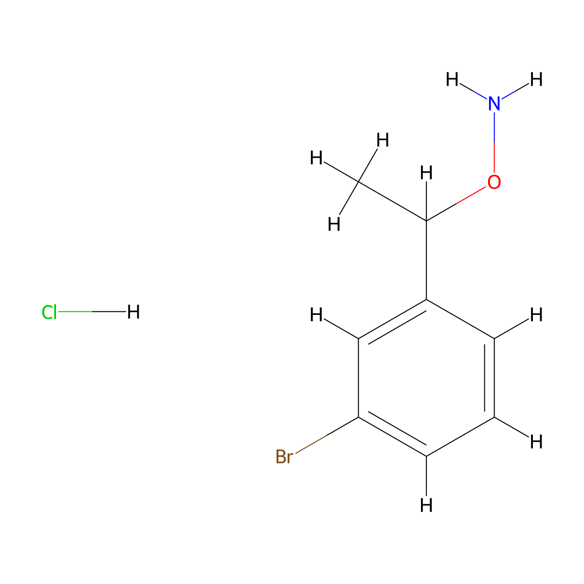 O-(1-(3-bromophenyl)ethyl)hydroxylamine hydrochloride molecular structure, CAS 2803857-03-4