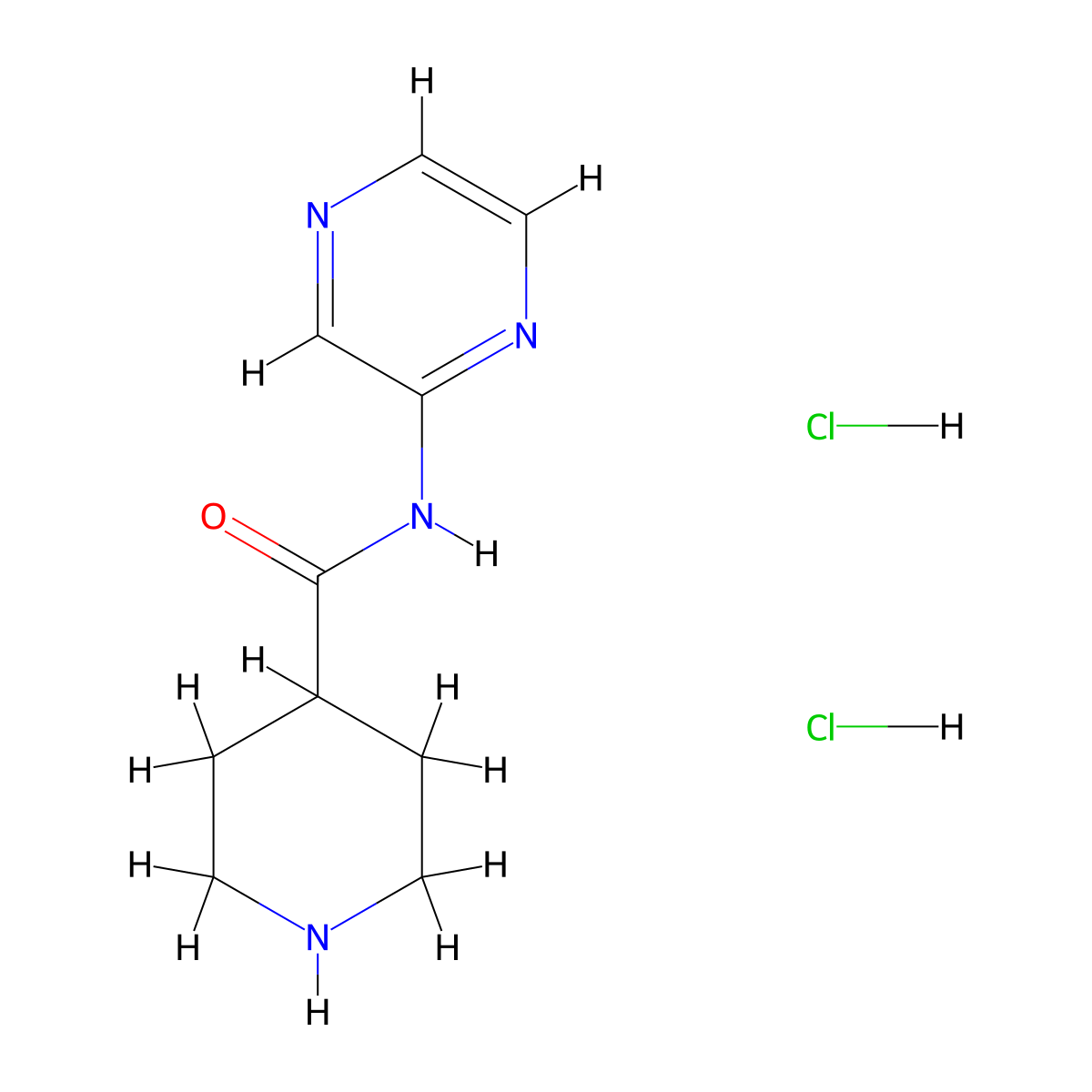 N-(pyrazin-2-yl)piperidine-4-carboxamide dihydrochloride molecular structure, CAS 2803857-06-7