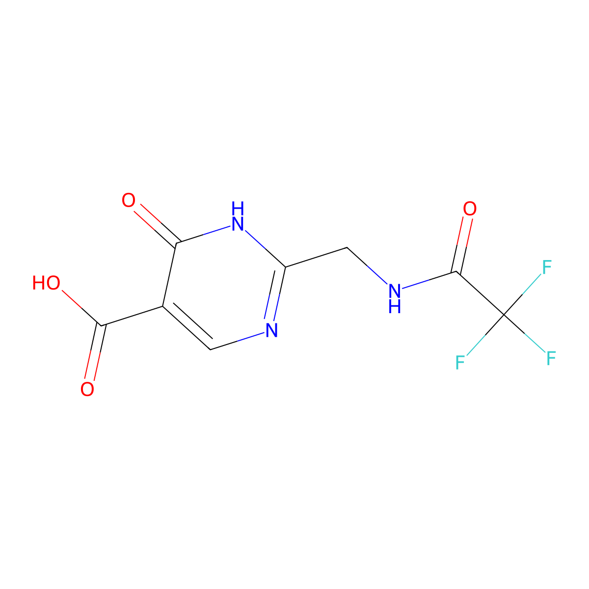 4-Hydroxy-2-[(2,2,2-trifluoroacetamido)methyl]pyrimidine-5-carboxylic acid molecular structure, CAS 2803859-12-1