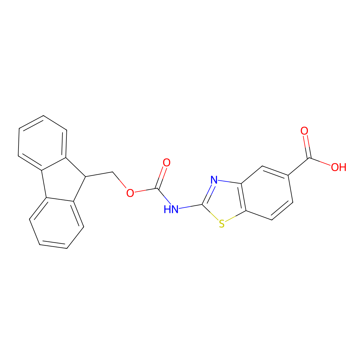 2-({[(9H-fluoren-9-yl)methoxy]carbonyl}amino)-1,3-benzothiazole-5-carboxylic acid molecular structure, CAS 2803859-15-4