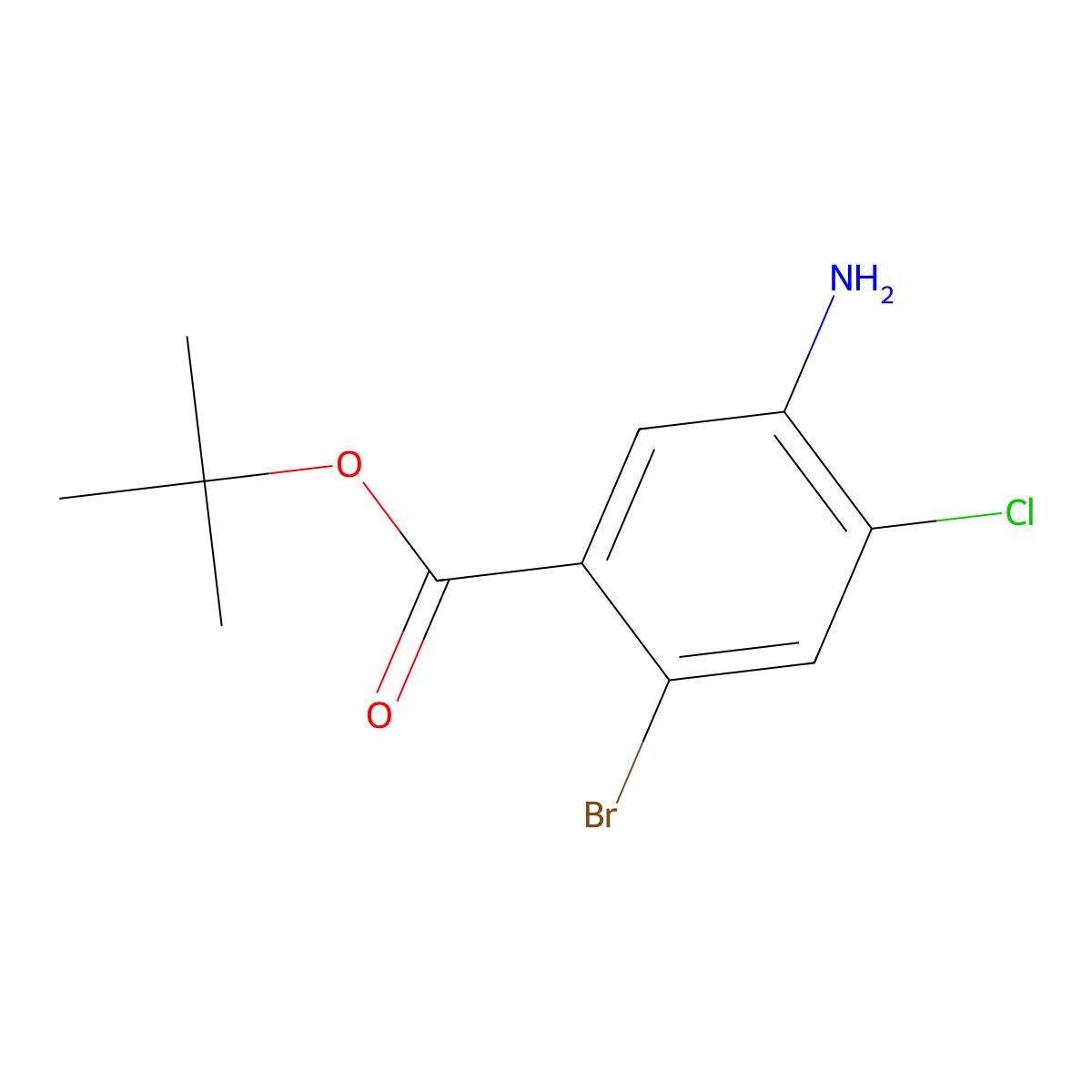 Tert-butyl 5-amino-2-bromo-4-chlorobenzoate molecular structure, CAS 2803859-16-5