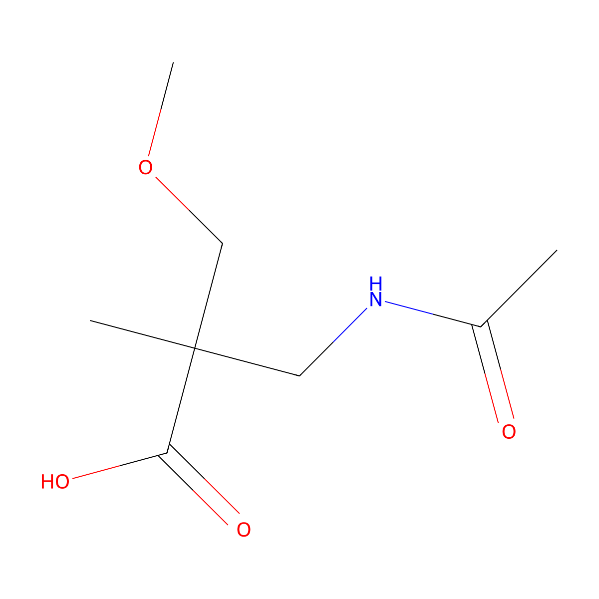 3-Acetamido-2-(methoxymethyl)-2-methylpropanoic acid molecular structure, CAS 2803859-18-7