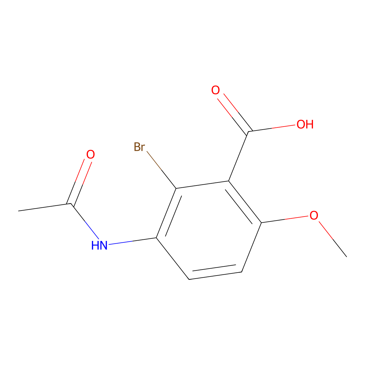 2-Bromo-3-acetamido-6-methoxybenzoic acid molecular structure, CAS 2803859-23-4