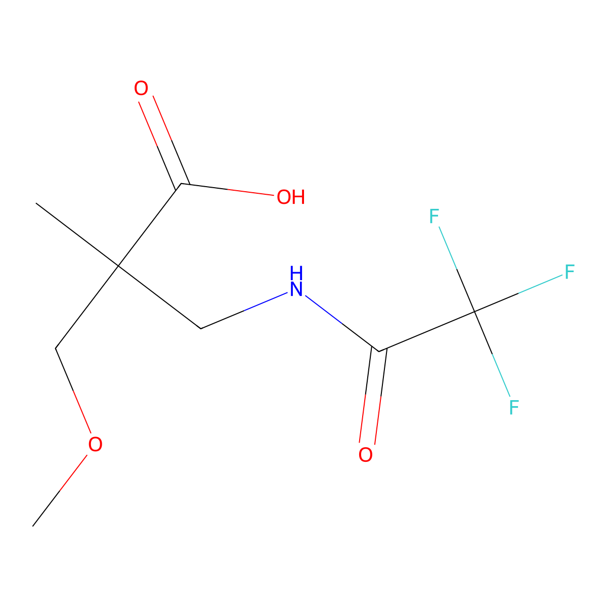 3-Methoxy-2-methyl-2-[(2,2,2-trifluoroacetamido)methyl]propanoic acid molecular structure, CAS 2803859-25-6