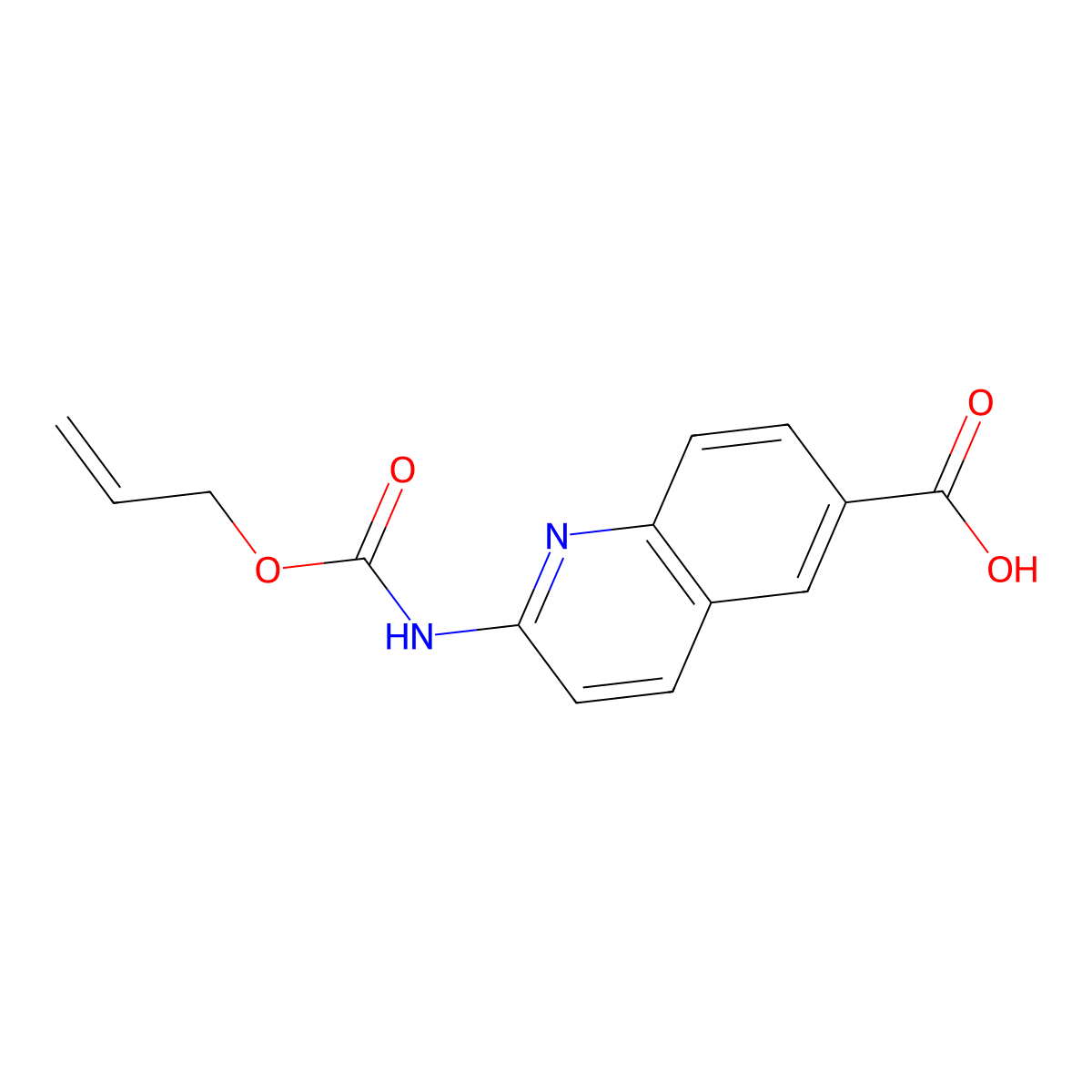 2-{[(Prop-2-en-1-yloxy)carbonyl]amino}quinoline-6-carboxylic acid molecular structure, CAS 2803859-46-1