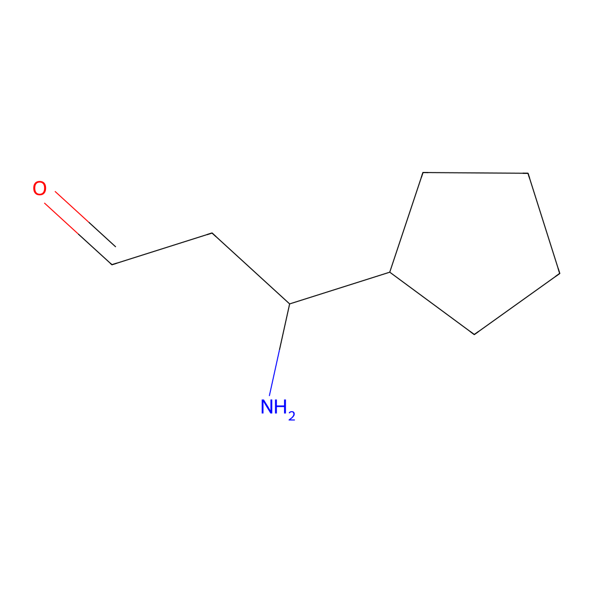 3-Amino-3-cyclopentylpropanal molecular structure, CAS 2803859-54-1