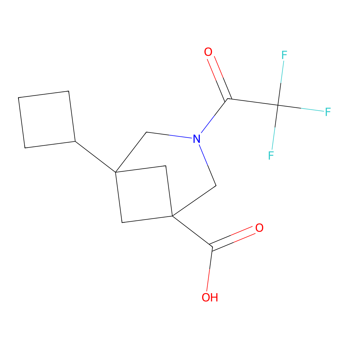 5-Cyclobutyl-3-(2,2,2-trifluoroacetyl)-3-azabicyclo[3.1.1]heptane-1-carboxylic acid molecular structure, CAS 2803859-66-5