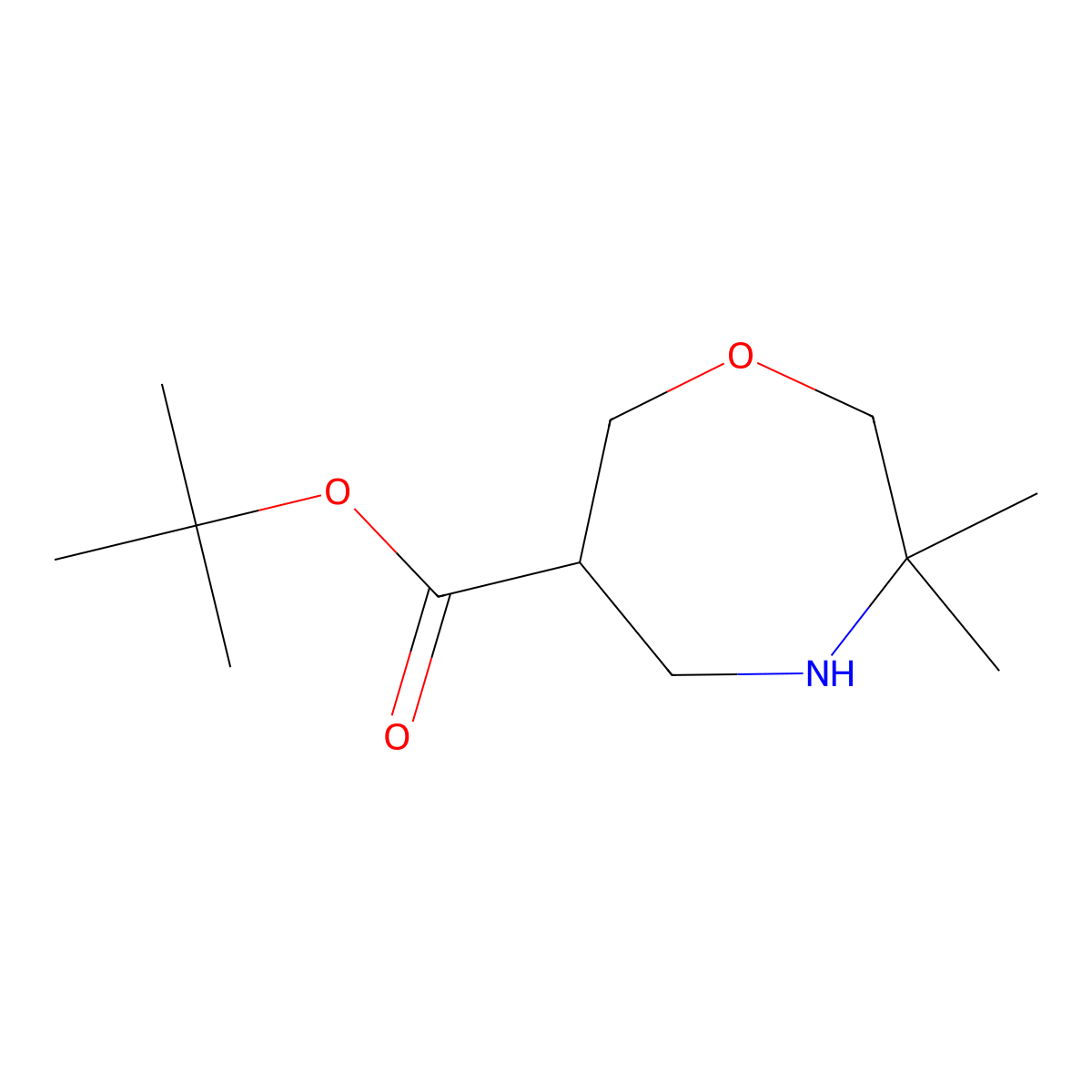 Tert-butyl 3,3-dimethyl-1,4-oxazepane-6-carboxylate molecular structure, CAS 2803859-74-5