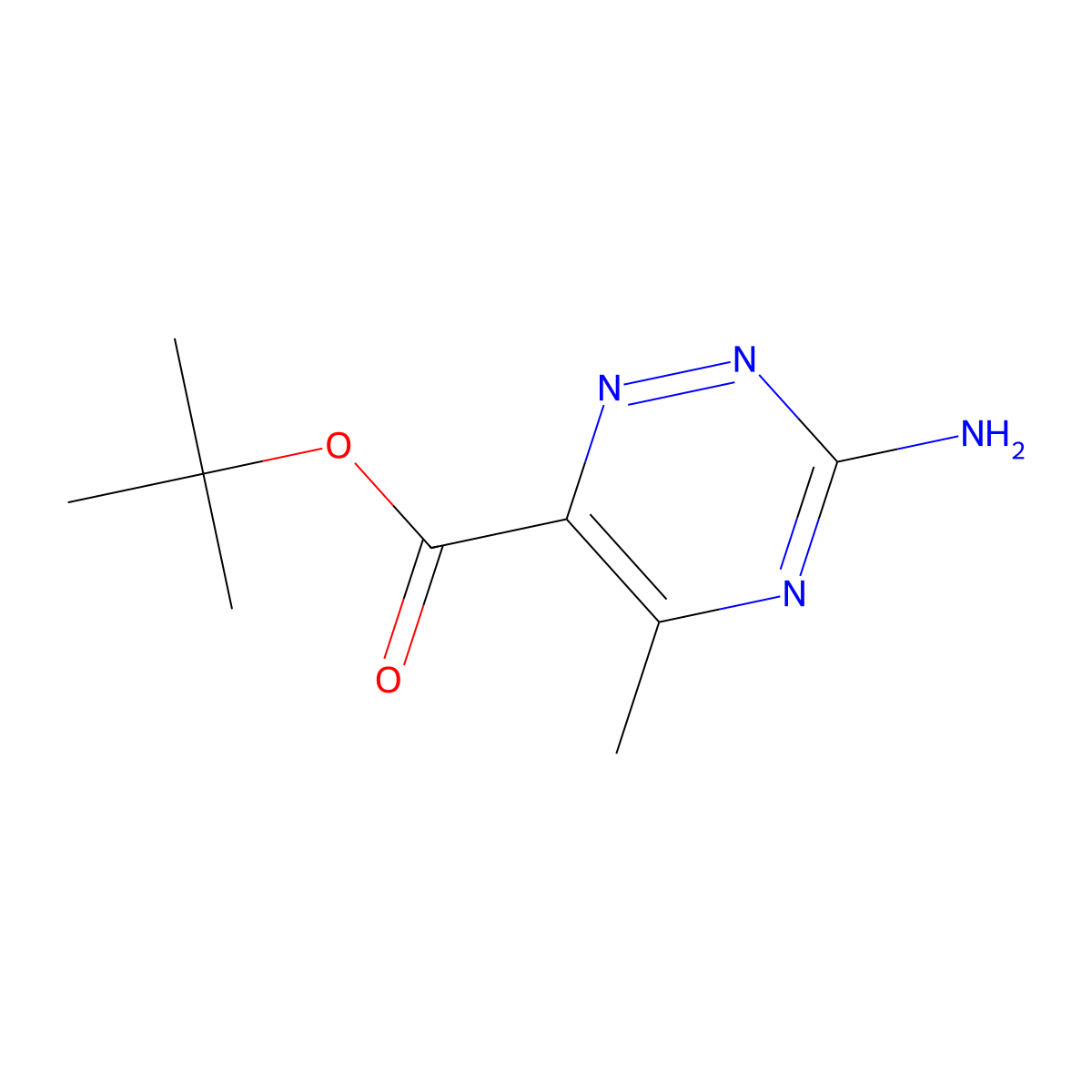 Tert-butyl 3-amino-5-methyl-1,2,4-triazine-6-carboxylate molecular structure, CAS 2803859-86-9