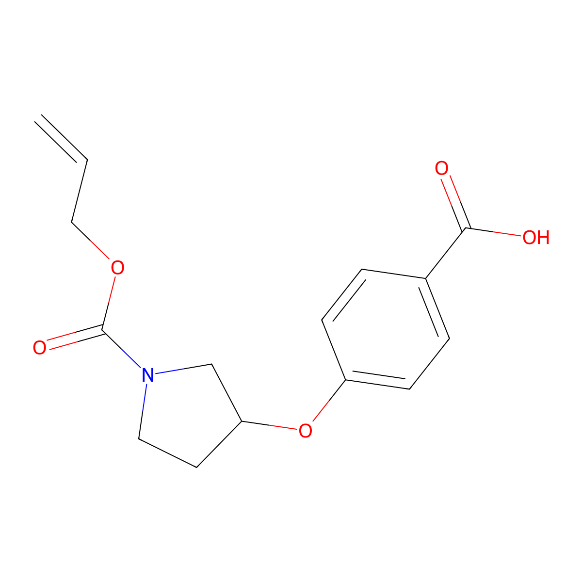 4-({1-[(Prop-2-en-1-yloxy)carbonyl]pyrrolidin-3-yl}oxy)benzoic acid molecular structure, CAS 2803860-02-6