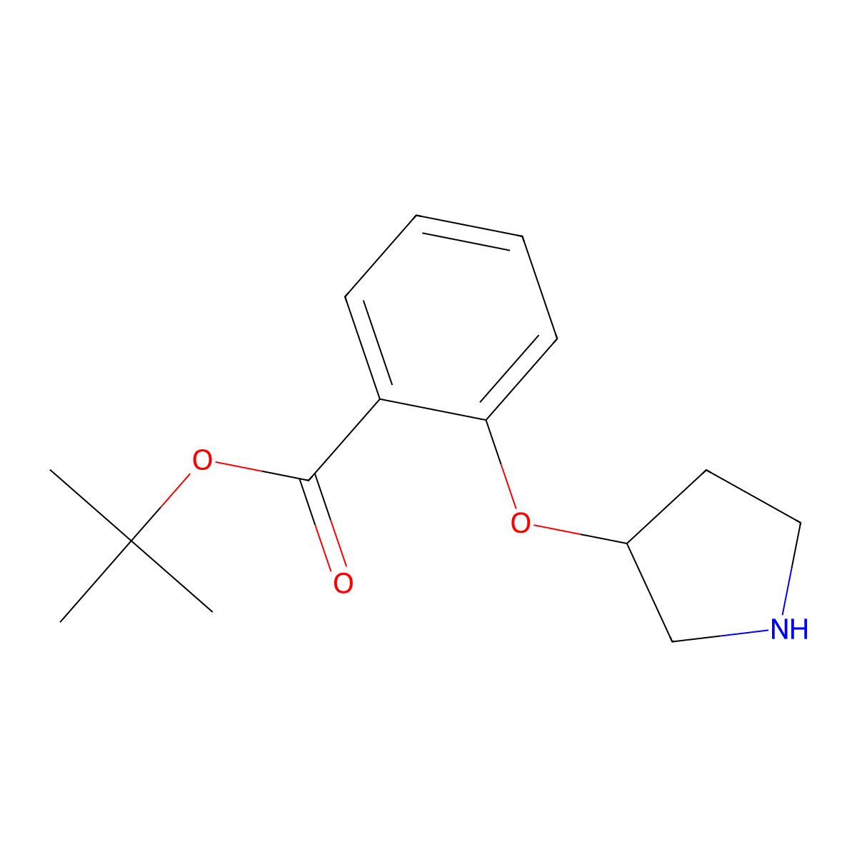 Tert-butyl 2-(pyrrolidin-3-yloxy)benzoate molecular structure, CAS 2803860-06-0