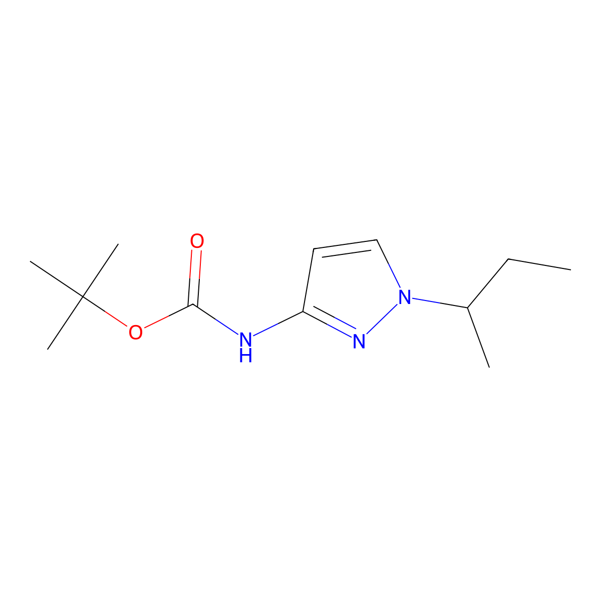 tert-butyl N-[1-(butan-2-yl)-1H-pyrazol-3-yl]carbamate molecular structure, CAS 2803860-11-7