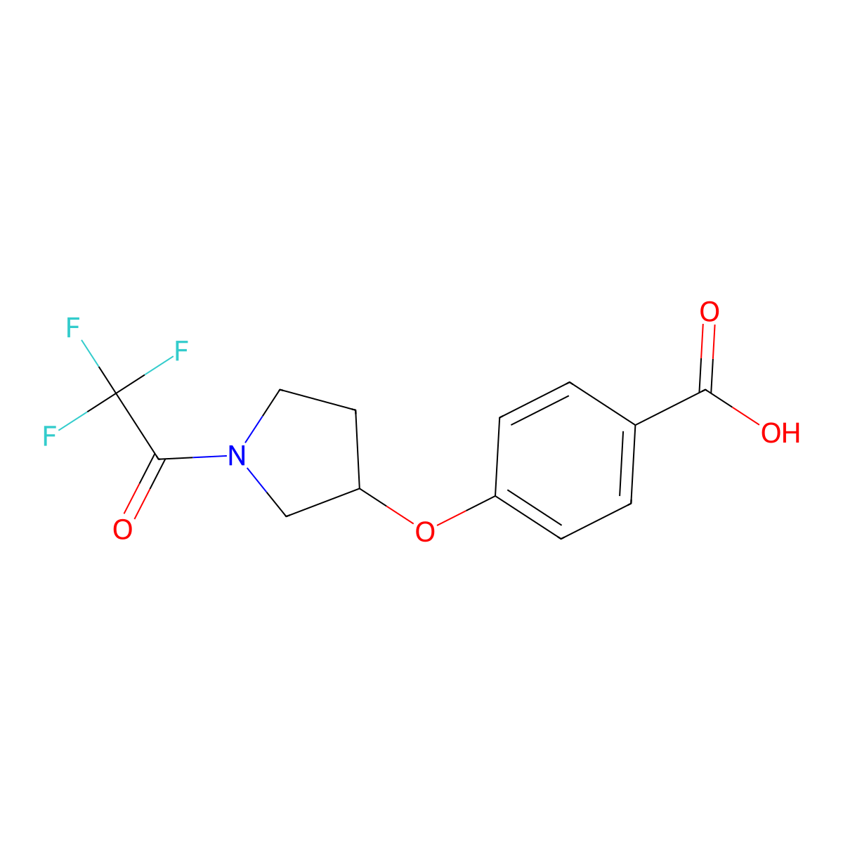 4-{[1-(2,2,2-Trifluoroacetyl)pyrrolidin-3-yl]oxy}benzoic acid molecular structure, CAS 2803860-17-3