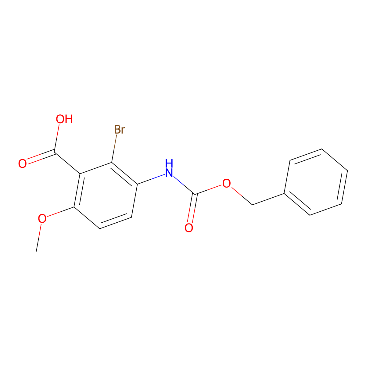 3-{[(Benzyloxy)carbonyl]amino}-2-bromo-6-methoxybenzoic acid molecular structure, CAS 2803860-18-4