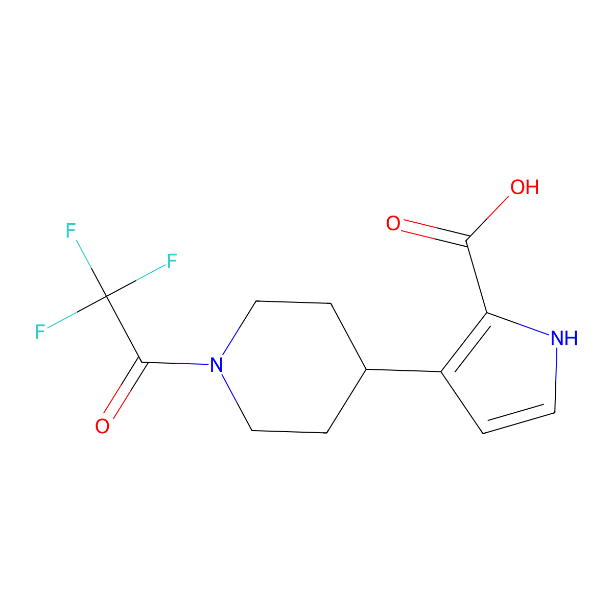 3-[1-(2,2,2-trifluoroacetyl)piperidin-4-yl]-1H-pyrrole-2-carboxylic acid molecular structure, CAS 2803860-35-5