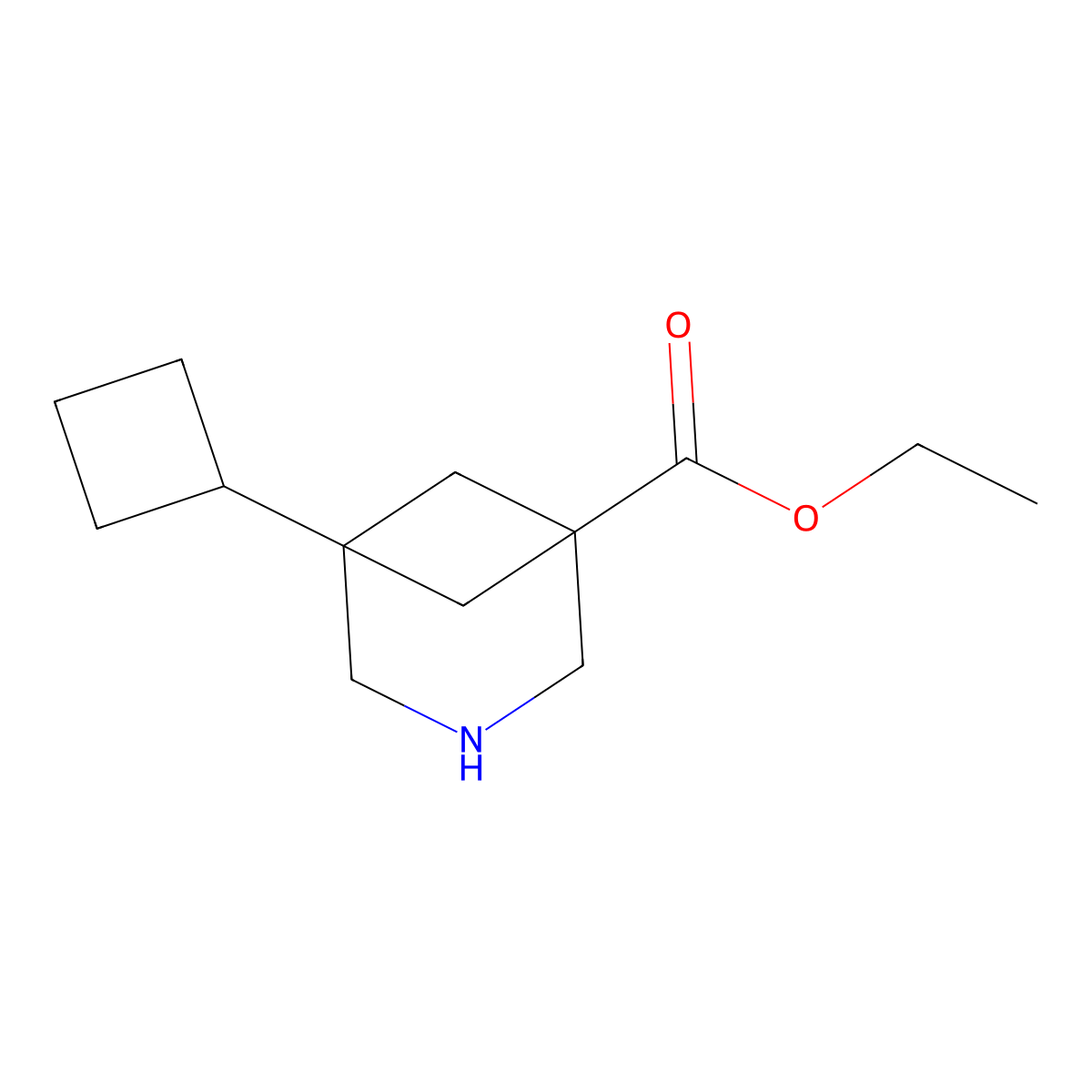 Ethyl 5-cyclobutyl-3-azabicyclo[3.1.1]heptane-1-carboxylate molecular structure, CAS 2803860-36-6