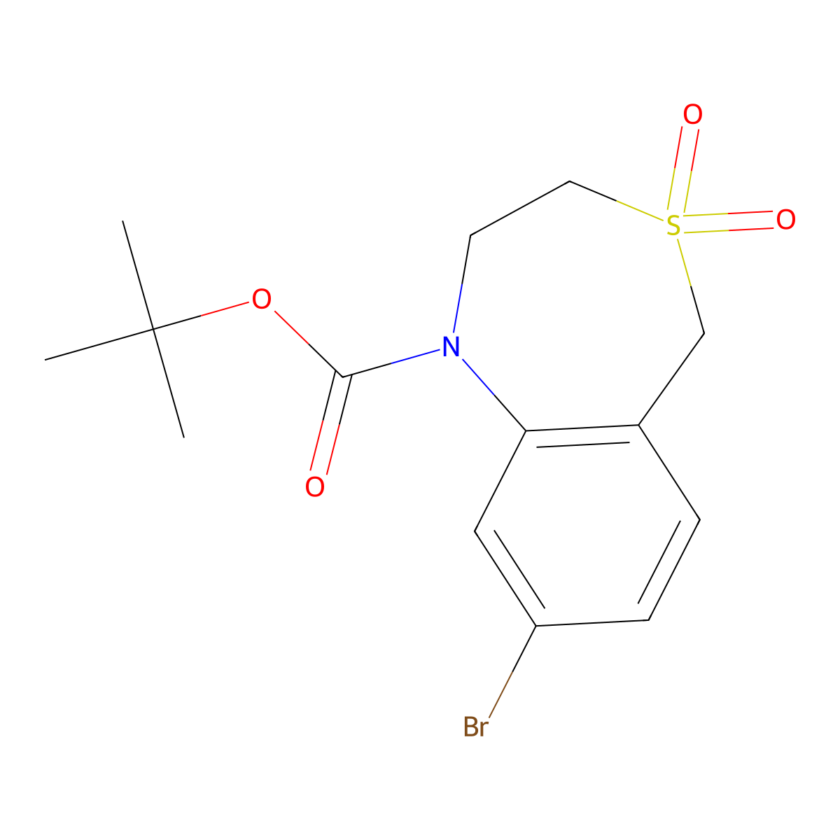 Tert-butyl 8-bromo-4,4-dioxo-1,2,3,5-tetrahydro-4lambda6,1-benzothiazepine-1-carboxylate molecular structure, CAS 2803860-41-3