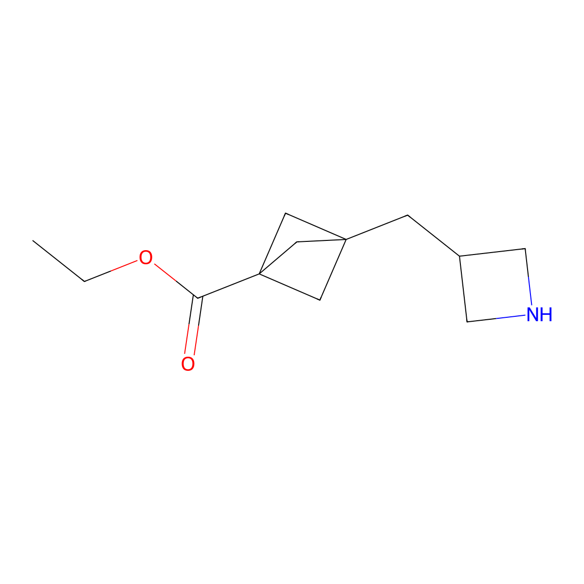 Ethyl 3-[(azetidin-3-yl)methyl]bicyclo[1.1.1]pentane-1-carboxylate molecular structure, CAS 2803860-42-4