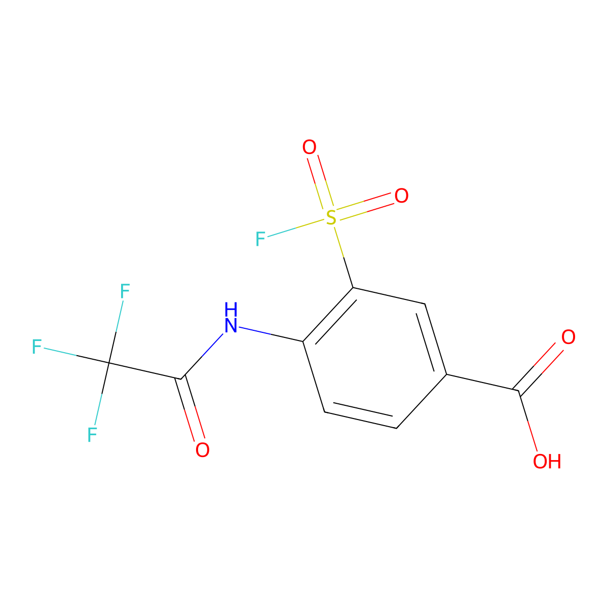 3-(Fluorosulfonyl)-4-(2,2,2-trifluoroacetamido)benzoic acid molecular structure, CAS 2803860-57-1