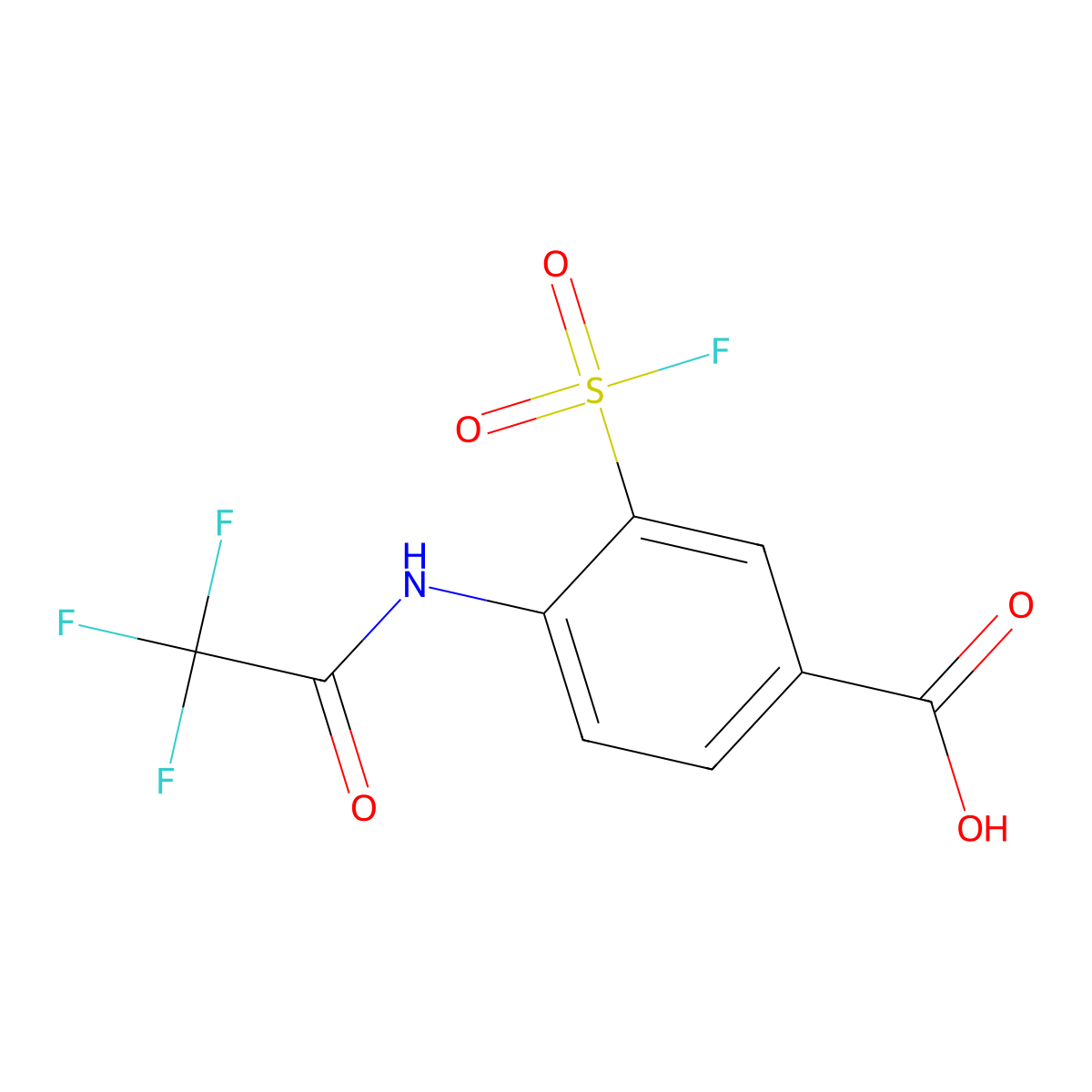 3-(Fluorosulfonyl)-4-(2,2,2-trifluoroacetamido)benzoic acid molecular structure, CAS 2803860-57-1