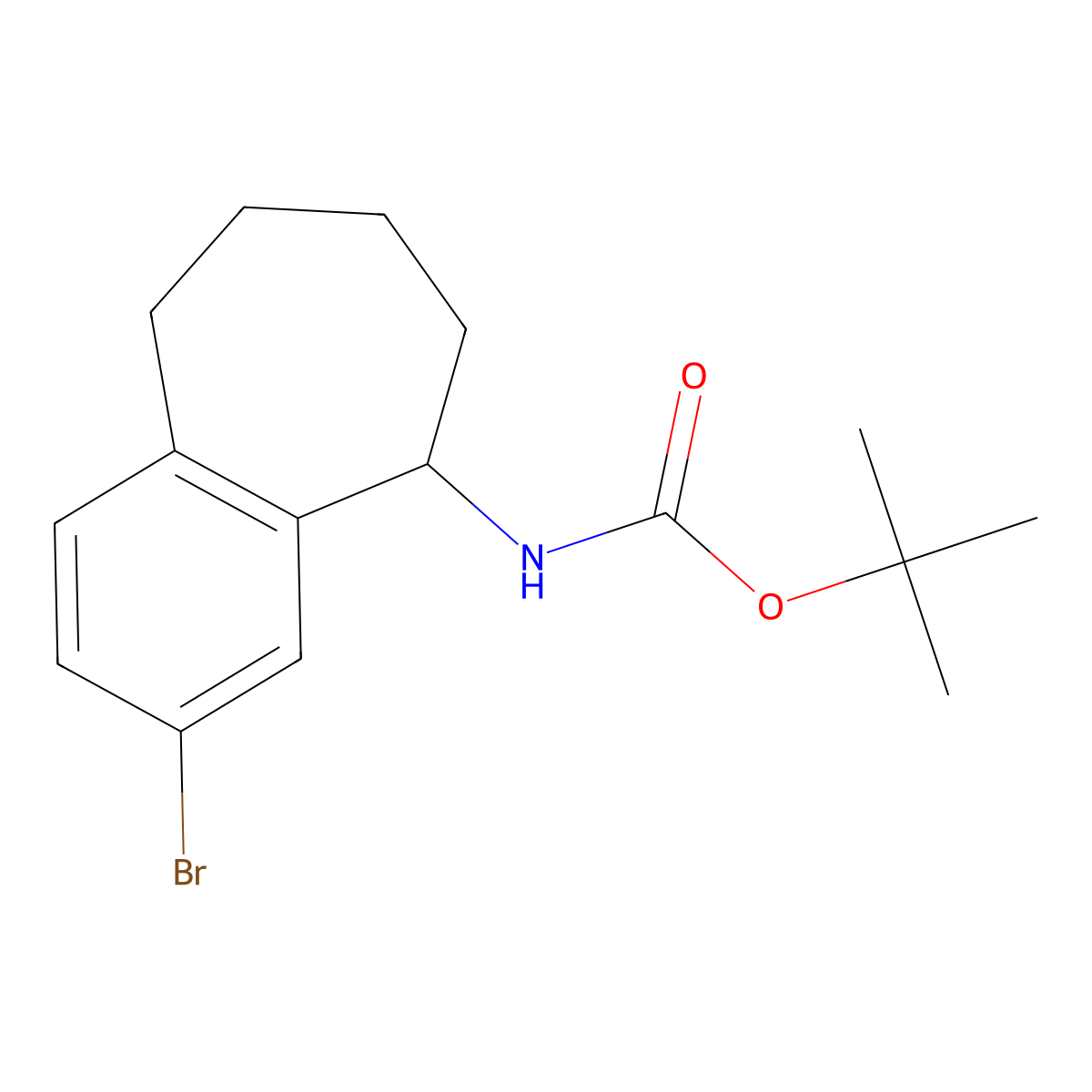 tert-butyl N-{3-bromo-6,7,8,9-tetrahydro-5H-benzo[7]annulen-5-yl}carbamate molecular structure, CAS 2803860-63-9