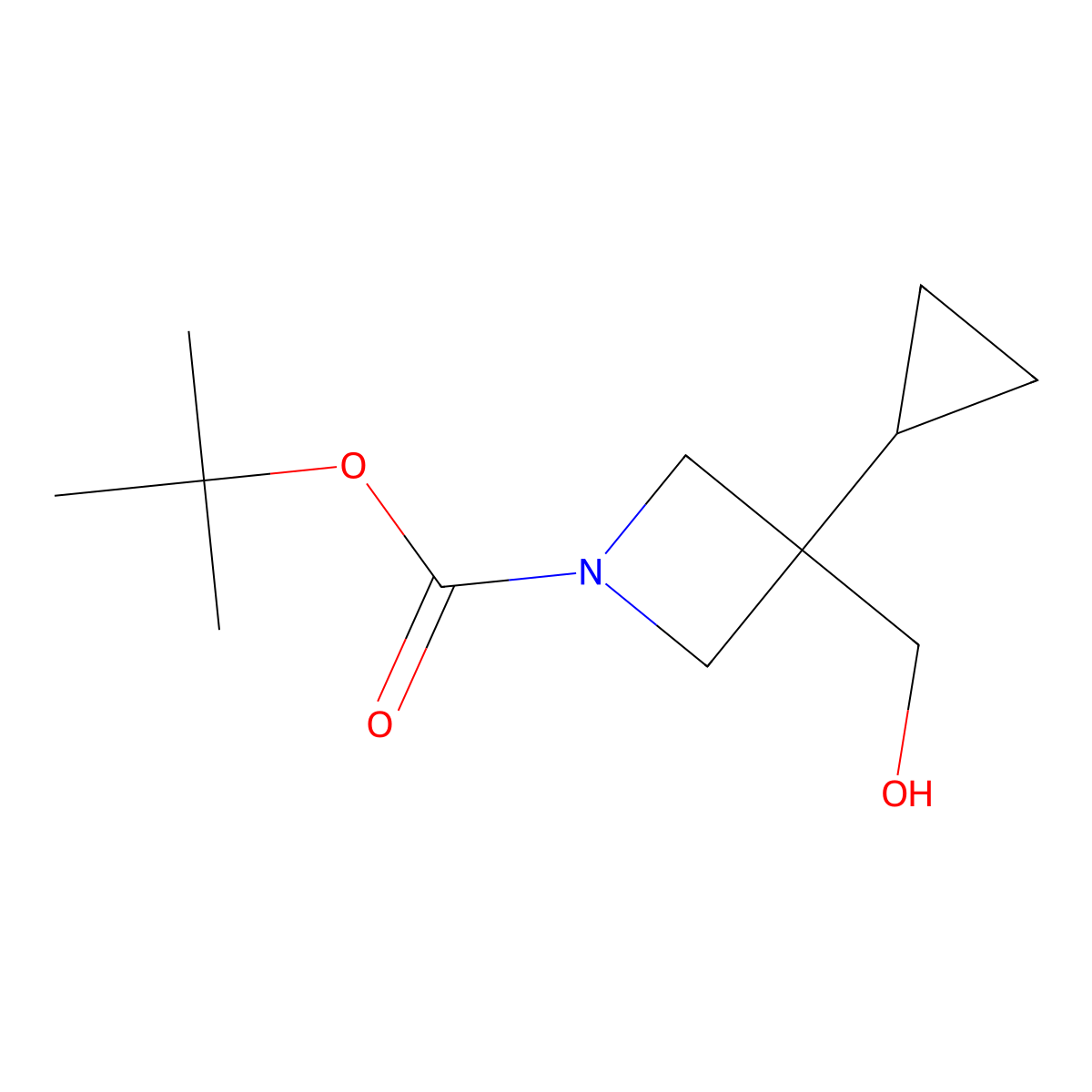 Tert-butyl 3-cyclopropyl-3-(hydroxymethyl)azetidine-1-carboxylate molecular structure, CAS 2803860-67-3