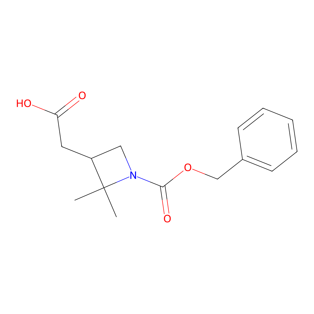 2-{1-[(Benzyloxy)carbonyl]-2,2-dimethylazetidin-3-yl}acetic acid molecular structure, CAS 2803860-69-5