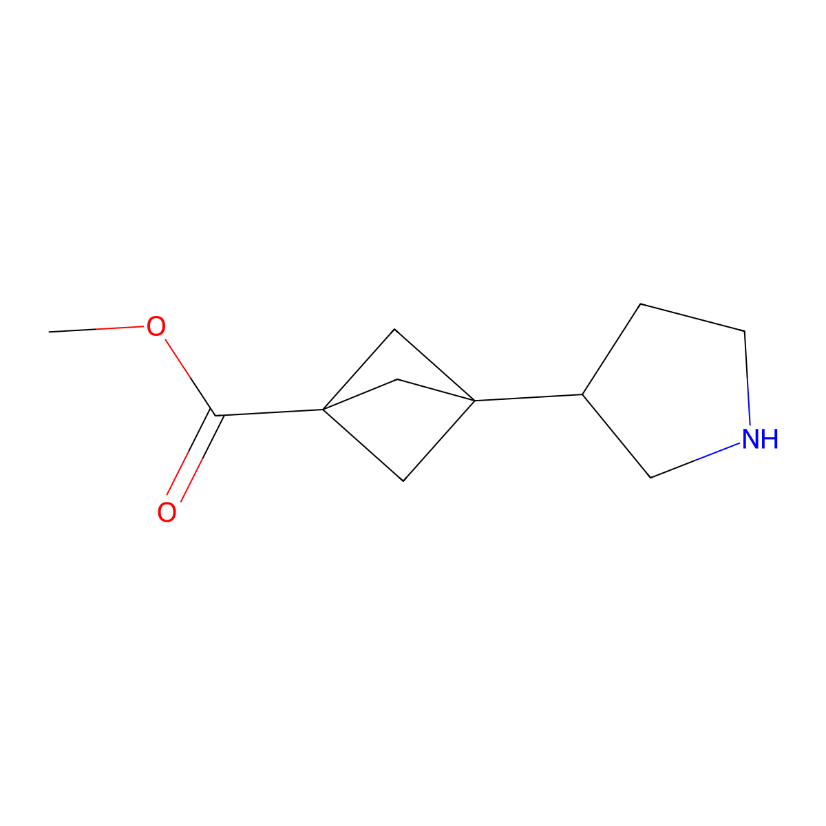 Methyl 3-(pyrrolidin-3-yl)bicyclo[1.1.1]pentane-1-carboxylate molecular structure, CAS 2803860-76-4