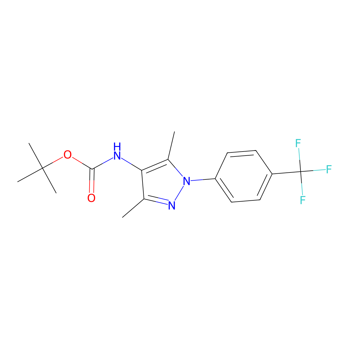 tert-butyl N-{3,5-dimethyl-1-[4-(trifluoromethyl)phenyl]-1H-pyrazol-4-yl}carbamate molecular structure, CAS 2803860-78-6
