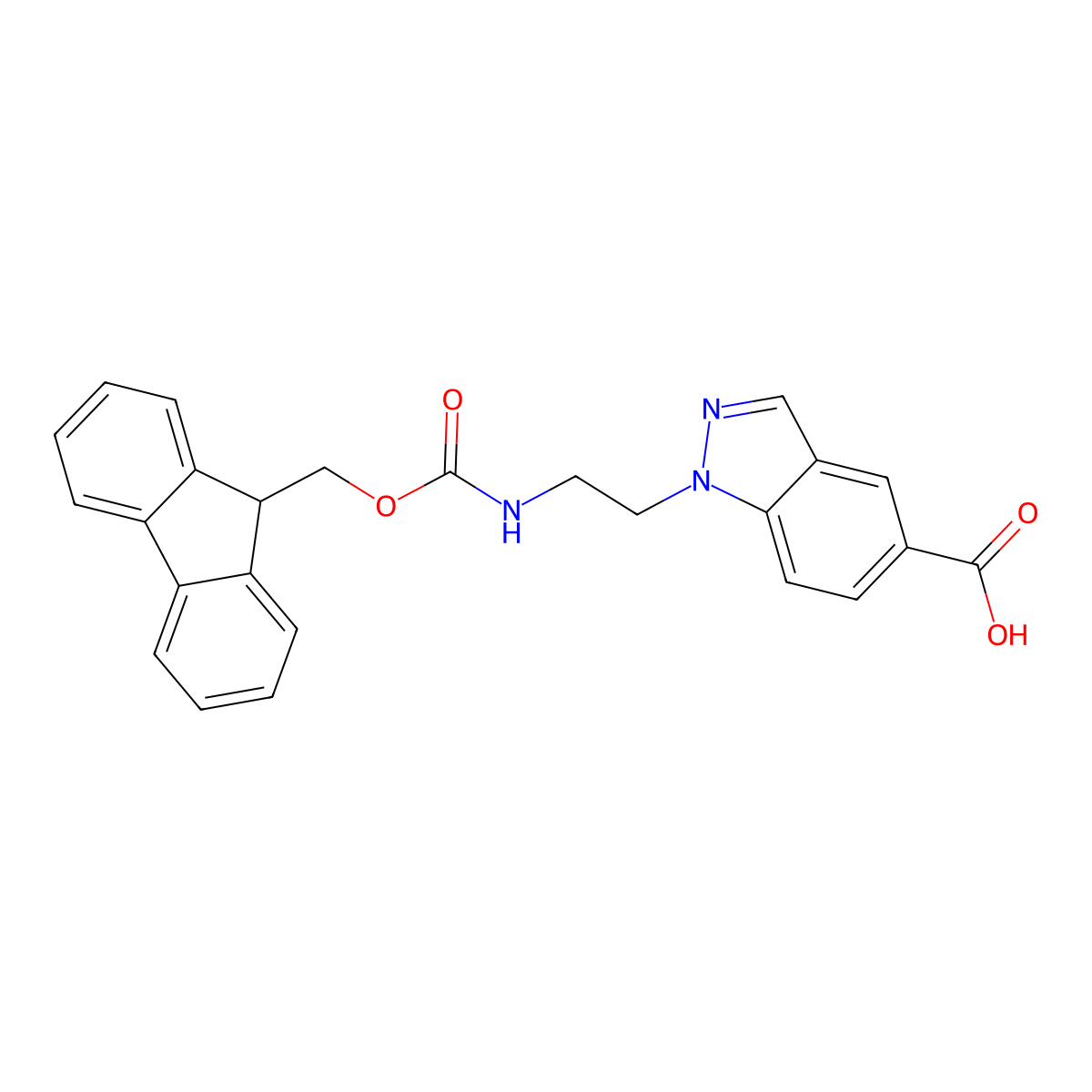1-[2-({[(9H-fluoren-9-yl)methoxy]carbonyl}amino)ethyl]-1H-indazole-5-carboxylic acid molecular structure, CAS 2803860-94-6