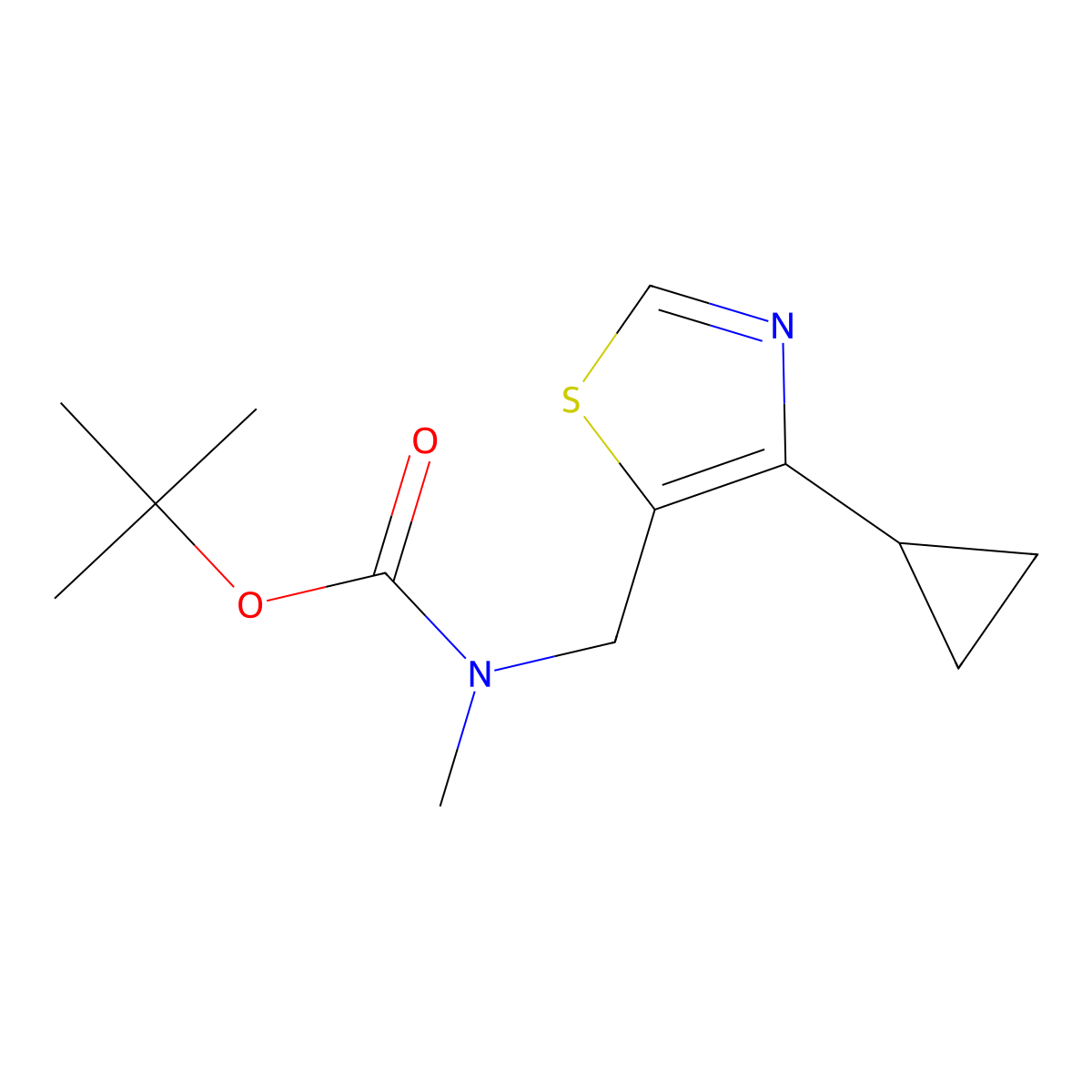 tert-butyl N-[(4-cyclopropyl-1,3-thiazol-5-yl)methyl]-N-methylcarbamate molecular structure, CAS 2803860-96-8
