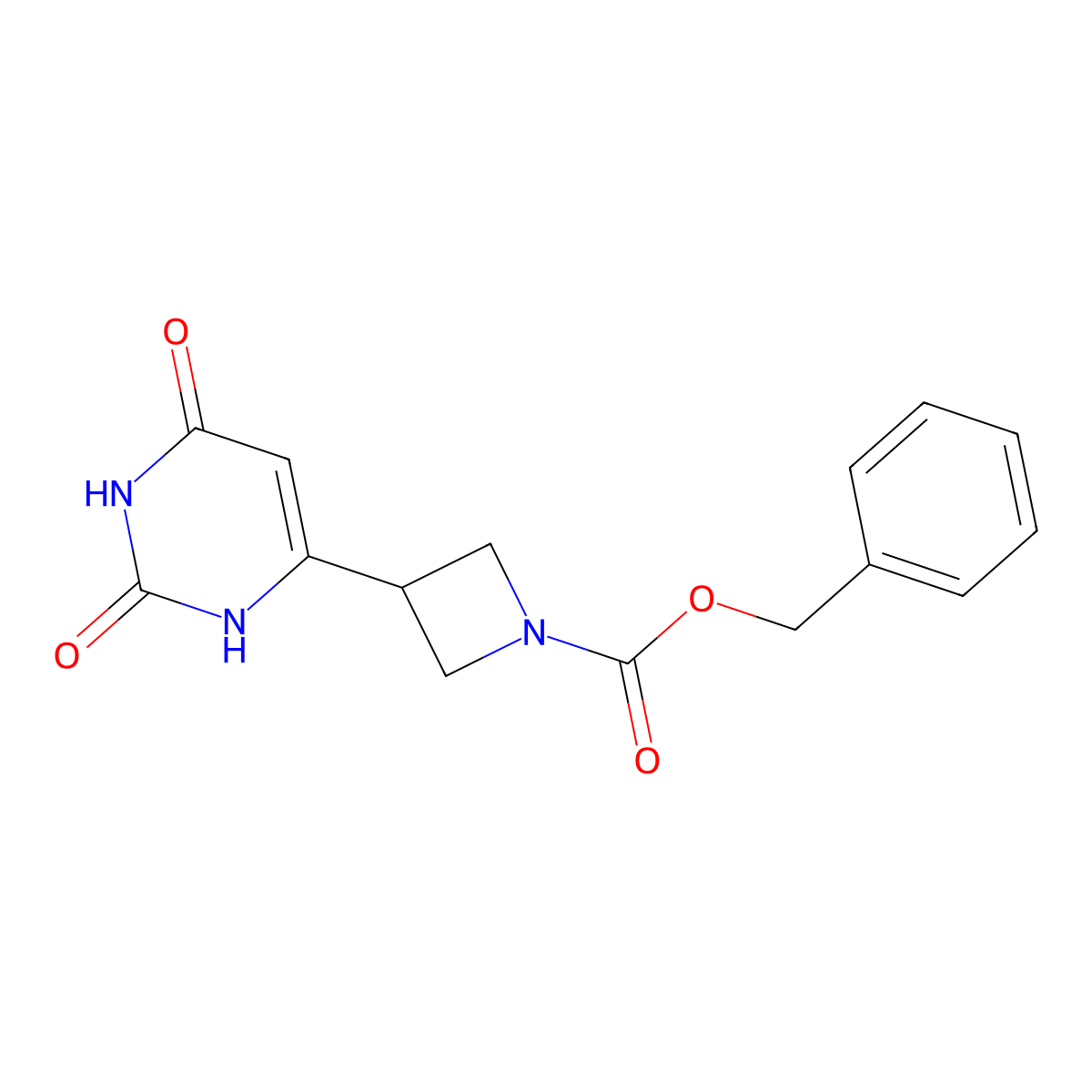 Benzyl 3-(2,6-dihydroxypyrimidin-4-yl)azetidine-1-carboxylate molecular structure, CAS 2803860-98-0
