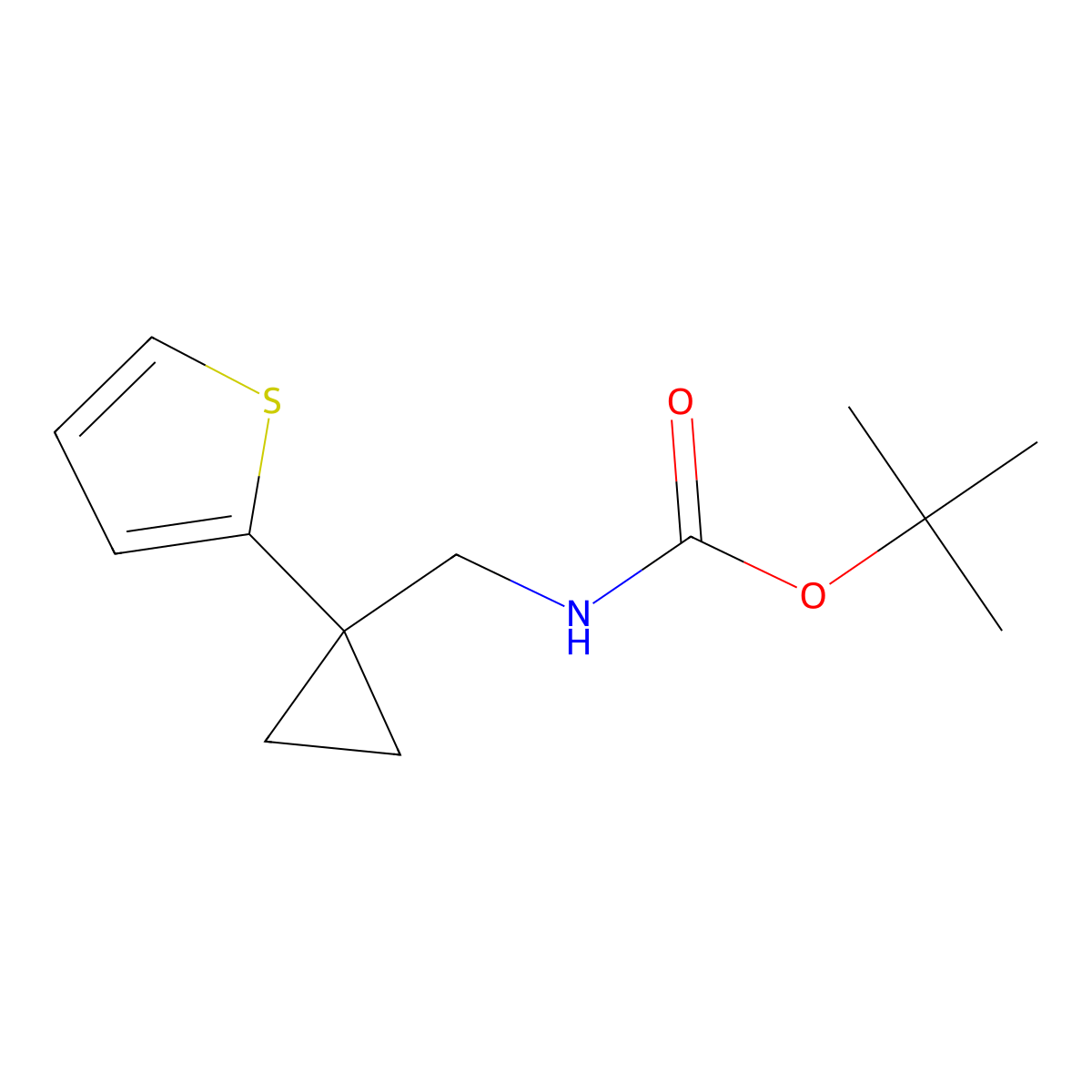 tert-butyl N-{[1-(thiophen-2-yl)cyclopropyl]methyl}carbamate molecular structure, CAS 2803860-99-1