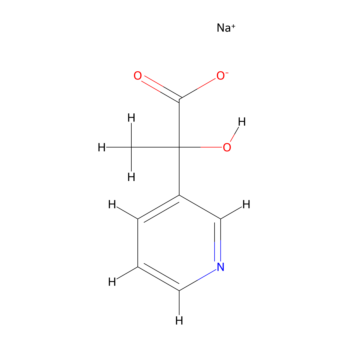 Sodium 2-hydroxy-2-(pyridin-3-yl)propanoate molecular structure, CAS 2803861-11-0
