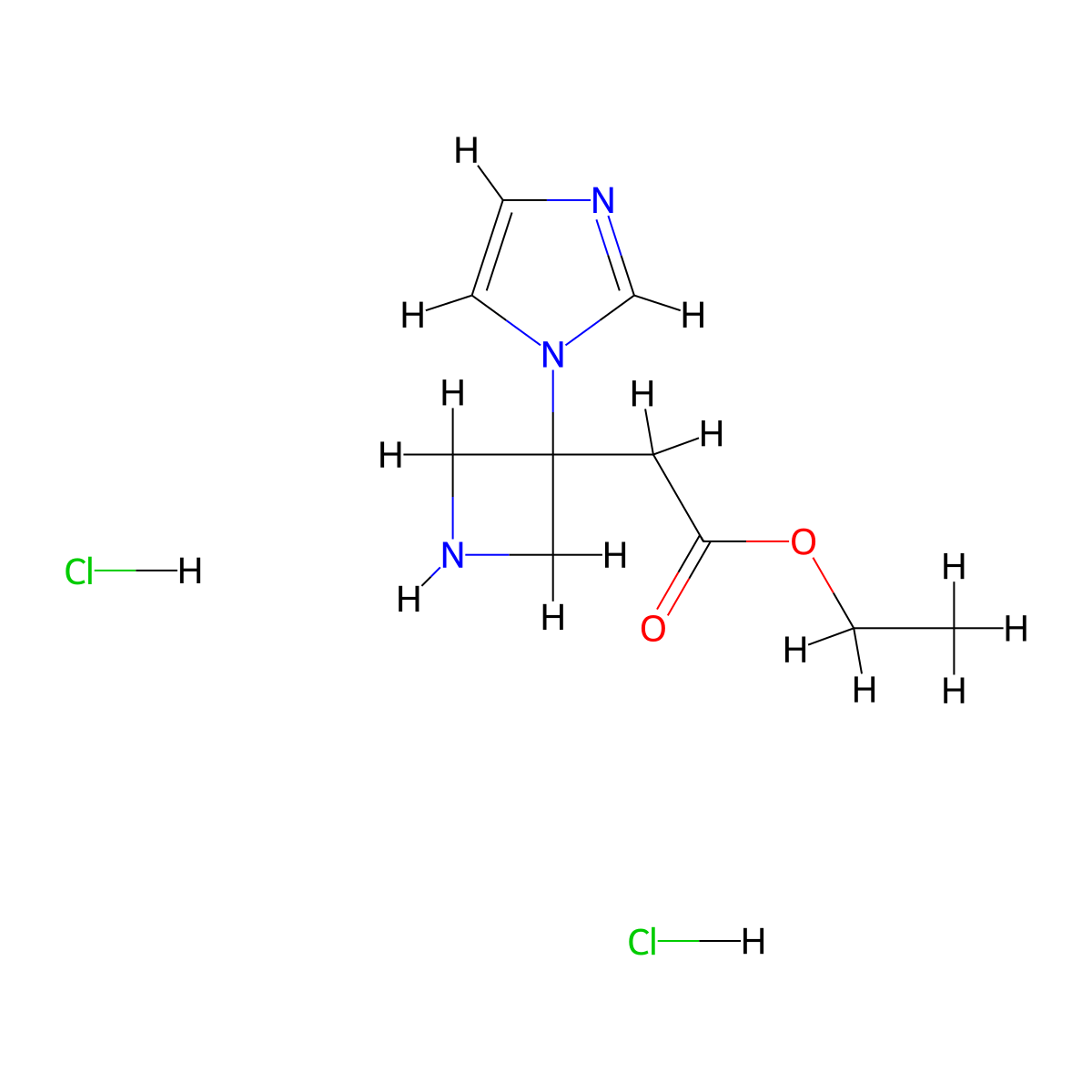 ethyl 2-(3-(1H-imidazol-1-yl)azetidin-3-yl)acetate dihydrochloride molecular structure, CAS 2803861-15-4