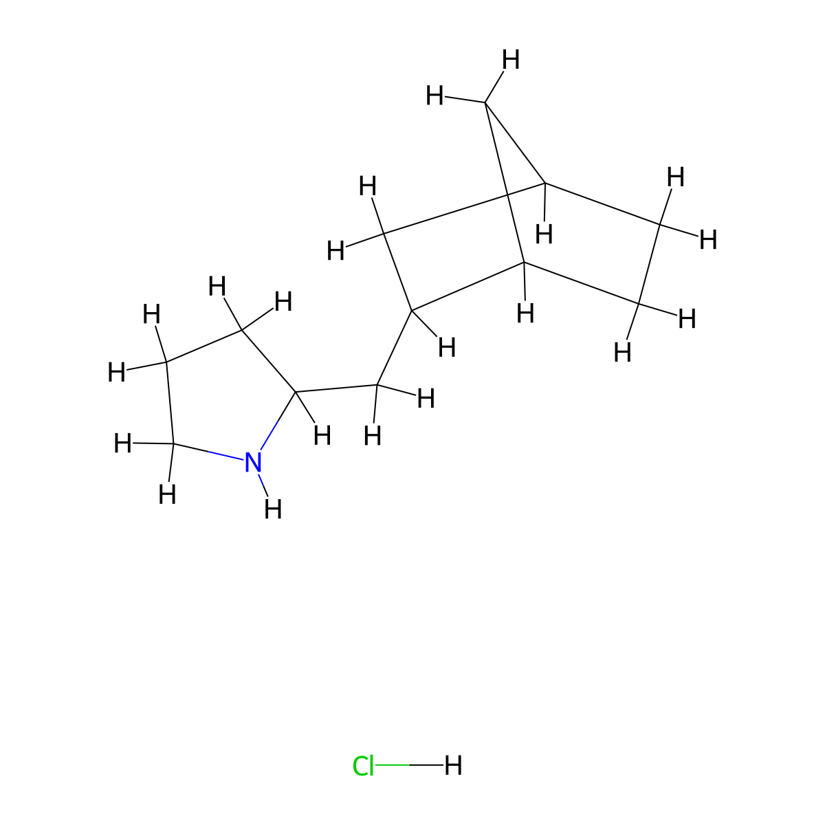 2-({Bicyclo[2.2.1]heptan-2-yl}methyl)pyrrolidinehydrochloride molecular structure, CAS 2803861-18-7