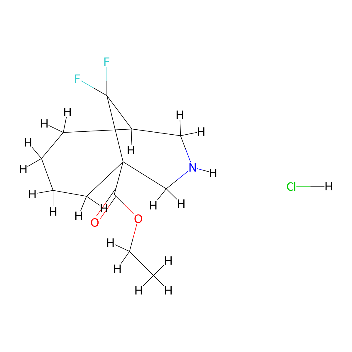 Ethyl10,10-difluoro-8-azabicyclo[4.3.1]decane-1-carboxylatehydrochloride molecular structure, CAS 2803861-30-3