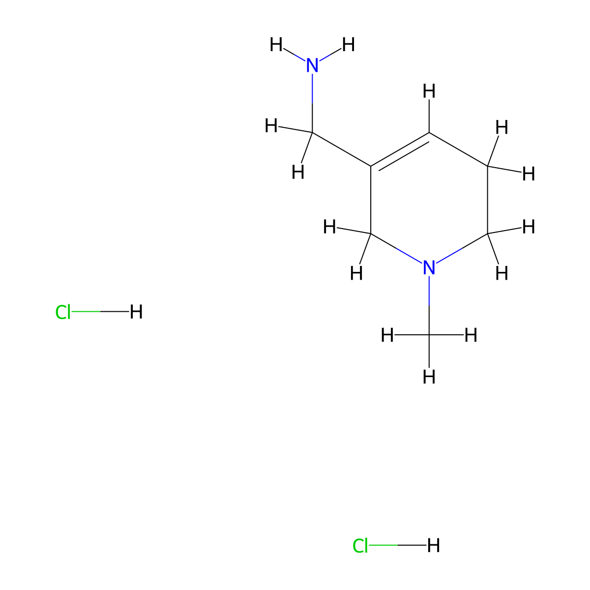 (1-Methyl-1,2,5,6-tetrahydropyridin-3-yl)methanamine dihydrochloride molecular structure, CAS 2803861-35-8