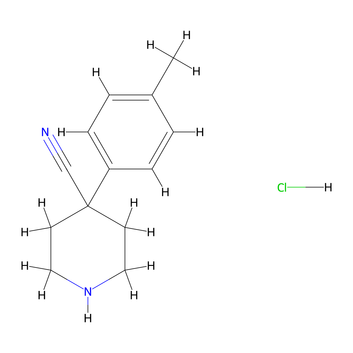 4-(4-Methylphenyl)piperidine-4-carbonitrile hydrochloride molecular structure, CAS 2803861-37-0