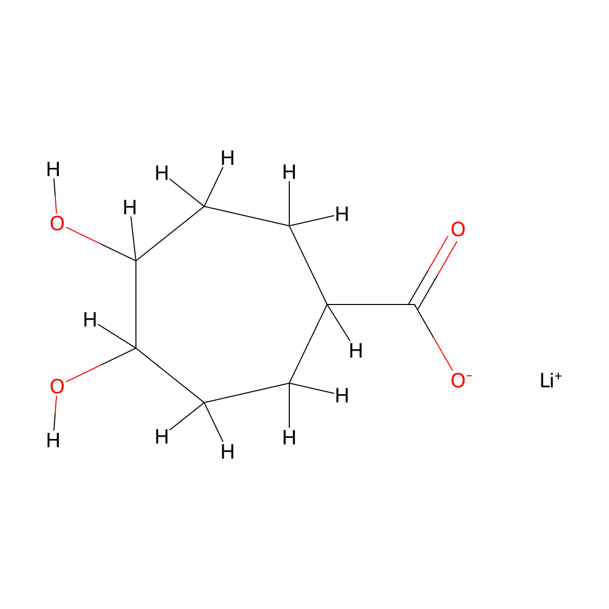 Lithium(1+)4,5-dihydroxycycloheptane-1-carboxylate molecular structure, CAS 2803861-38-1