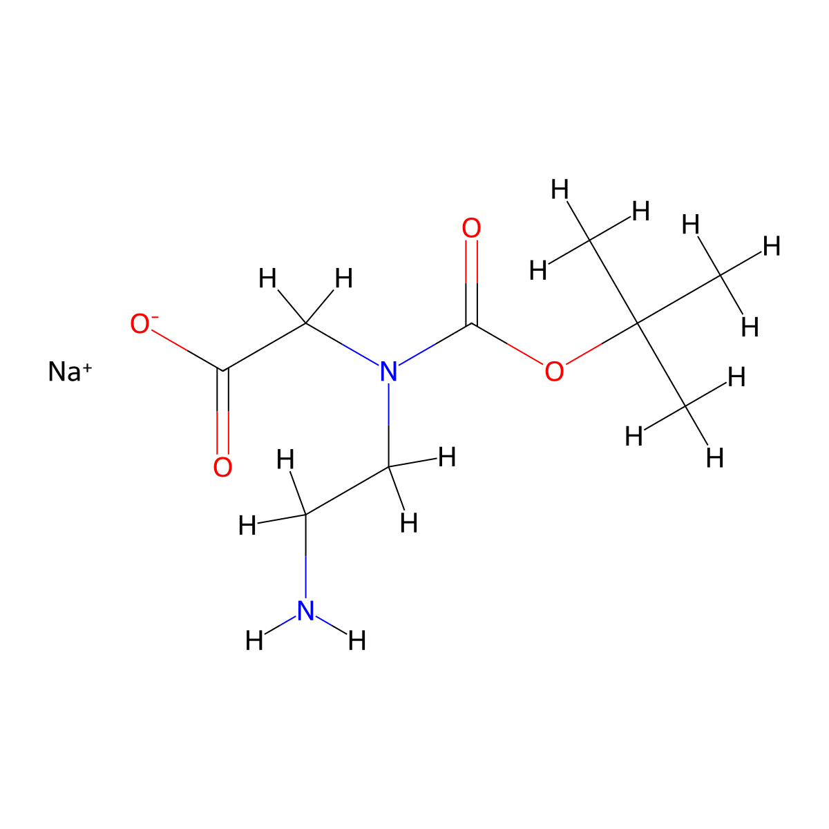 Sodium 2-[(2-aminoethyl)[(tert-butoxy)carbonyl]amino]acetate molecular structure, CAS 2803861-42-7